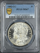 Load image into Gallery viewer, 1882-CC $1 Morgan Dollar PCGS MS67 -- Extraordinary Bright White Frosty Gem WOW!
