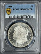 Load image into Gallery viewer, 1886-P $1 Morgan Dollar PCGS MS66 DMPL -- Spectacular Deep Mirror Gem &amp; Frosty!
