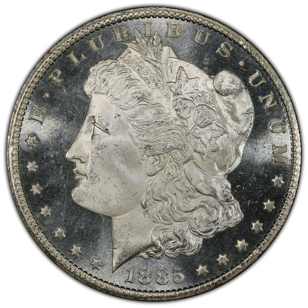 1885-CC $1 Morgan Dollar PCGS MS65 DMPL Black & White Frosty Cameo Deep Mirrors