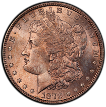 Load image into Gallery viewer, 1879-P $1 Morgan Dollar PCGS MS65 -- Spectacular Lustrous Gem w/ Great Toning
