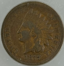 Load image into Gallery viewer, 1877 1¢ Indian Head Cent ICG VG10 -- Amazing Original Circulated Key Date!
