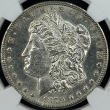 Load image into Gallery viewer, 1879-S $1 Morgan Reverse Of 1878 NGC MS60 Flashy &amp; Strong Strike Rare Variety
