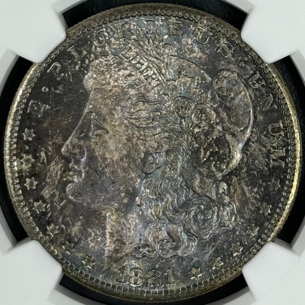 1881-S $1 Morgan NGC MS66 -- Stellar Deep Blue & Russet Toned Gem - A Blueberry!