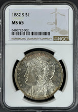 Load image into Gallery viewer, 1882-S $1 Morgan Dollar NGC MS65 Lustrous Flashy Gem w/ Subtle Peripheral Toning
