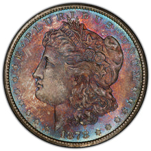 Load image into Gallery viewer, 1878-CC $1 Morgan Dollar PCGS MS65 Radiant Orange Center Flashy Blue Peripheral
