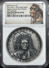 Load image into Gallery viewer, 2023 $2 Onc Papa Bison Ultra High Relief - NGC MS70 - Oglala Lakota Sioux Nation
