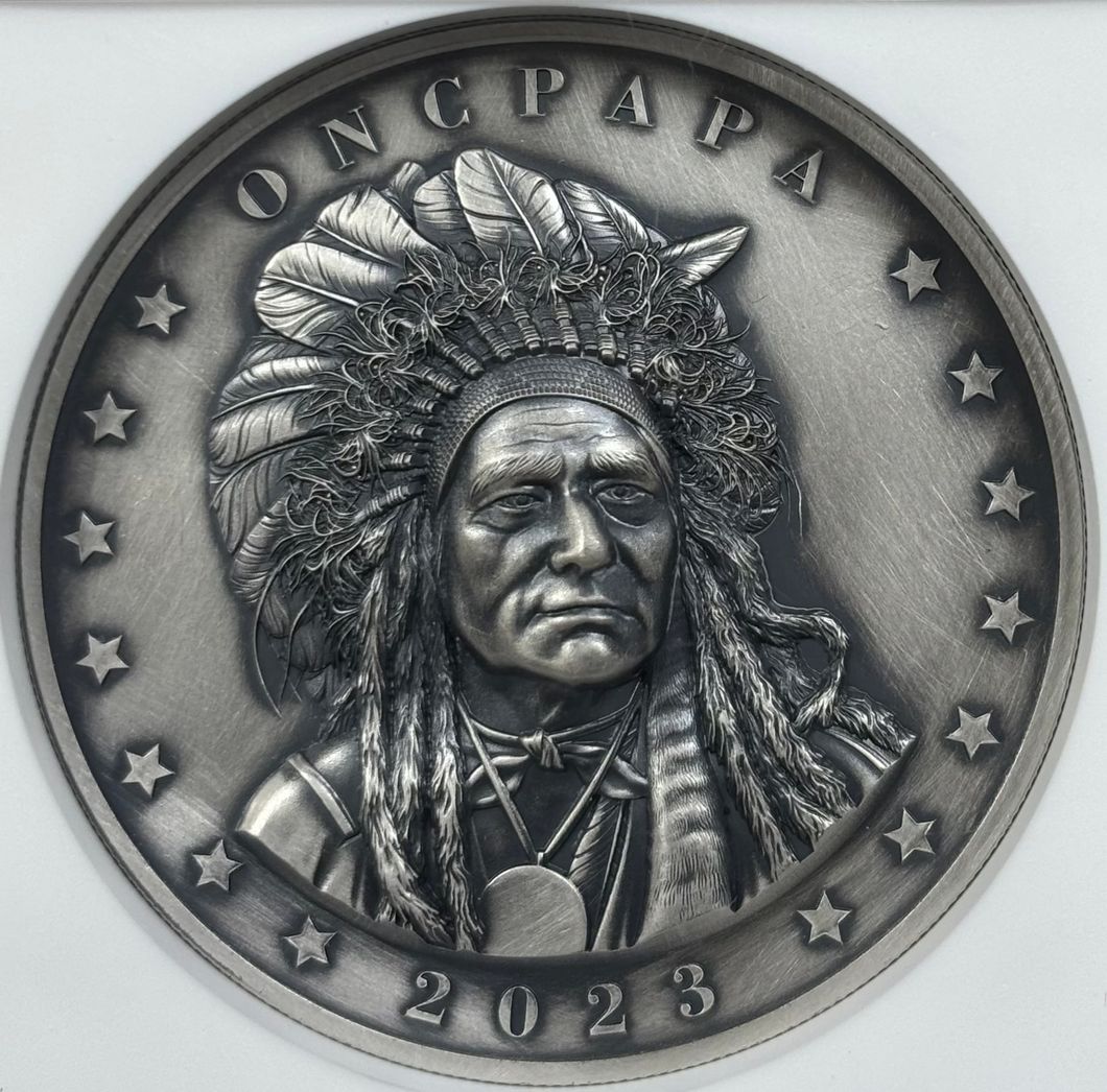 2023 $2 Onc Papa Bison Ultra High Relief - NGC MS70 - Oglala Lakota Sioux Nation