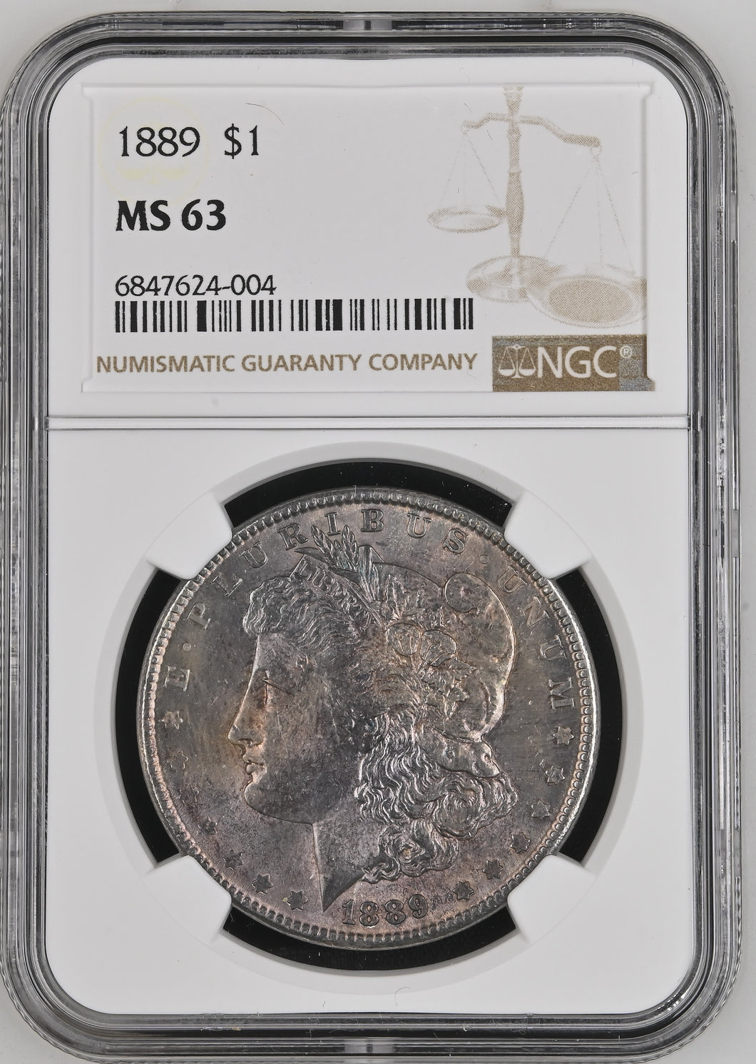 1889-P $1 Morgan Dollar NGC MS63 -- Lustrous w/ Attractive Purple Grape Toning