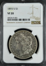 Load image into Gallery viewer, 1893-S $1 Morgan Dollar NGC VF20 -- Stunning Bright Circulated Key Date!
