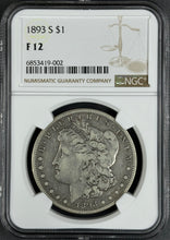 Load image into Gallery viewer, 1893-S $1 Morgan NGC F12 Wonderful Key Date w/ Nice Even Circulated Appearance
