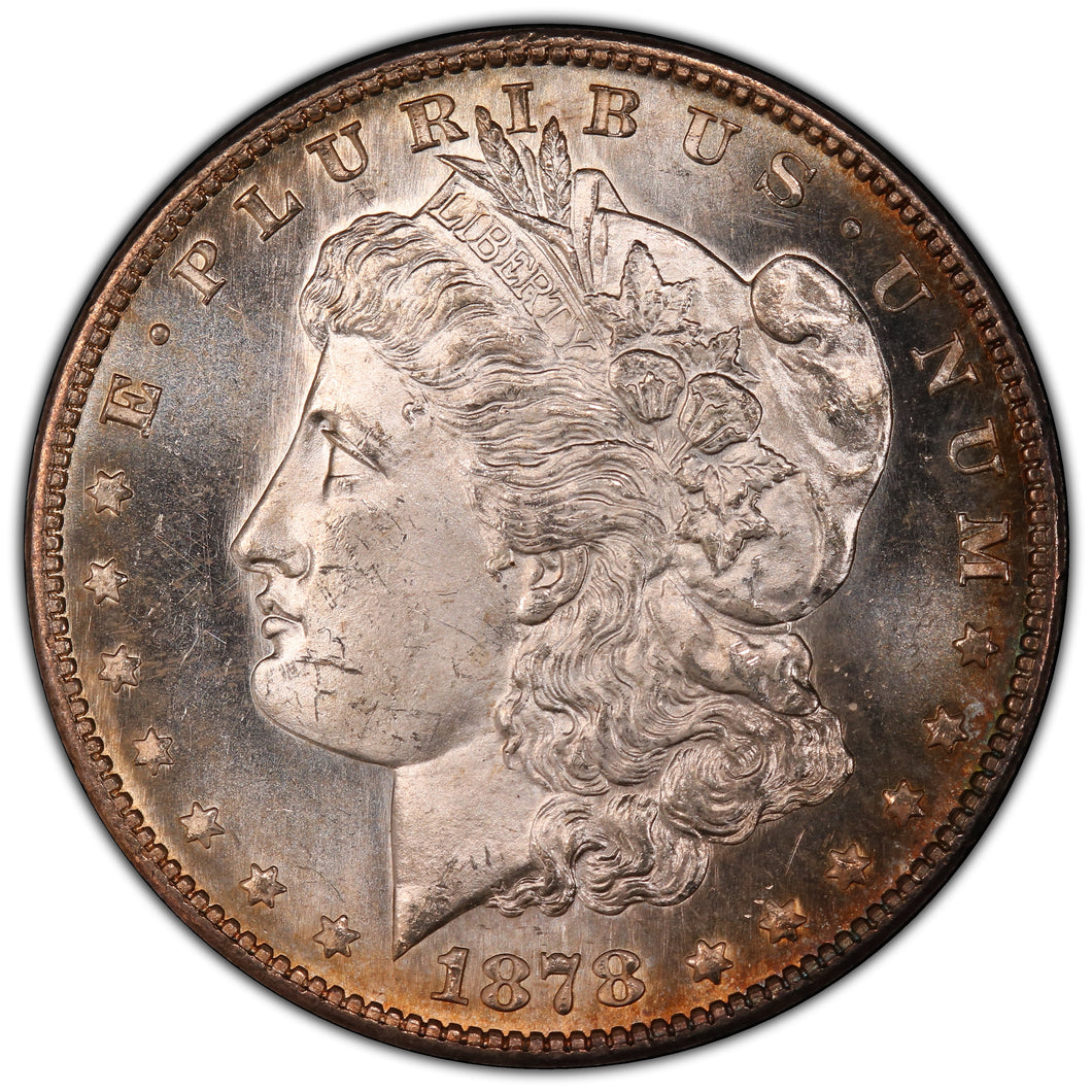 1878-S $1 Morgan Dollar PCGS MS65 -- Spectacular Lustrous Peripheral Toning Gem