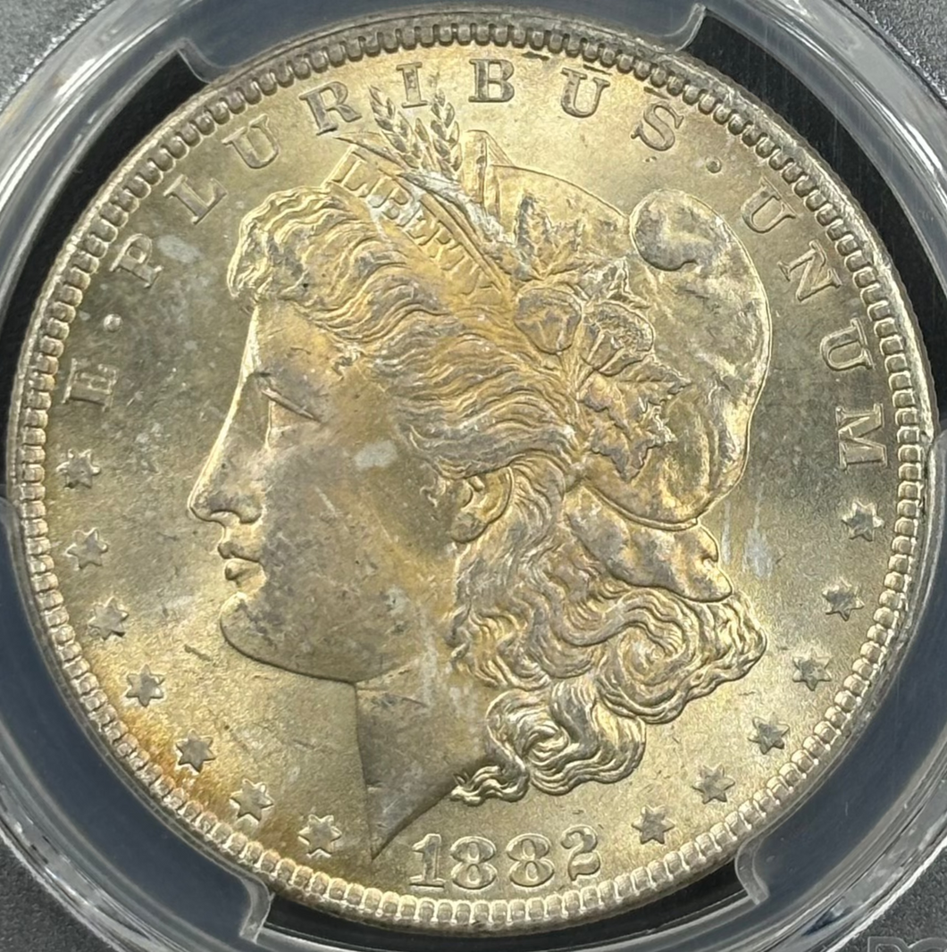 1882-P $1 Morgan Dollar PCGS MS65 -- Stunning Lustrous Bright Golden Toned Gem