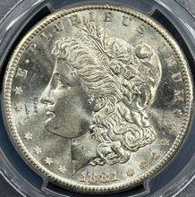 Load image into Gallery viewer, 1881-S $1 Morgan Dollar PCGS MS65+ -- Lustrous Bright White Gem w/ Clean Cheek!
