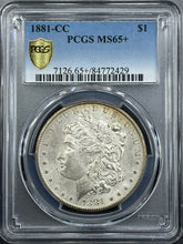 Load image into Gallery viewer, 1881-CC $1 Morgan Dollar PCGS MS65+ Bright &amp; Frosty Gem Minor Toning
