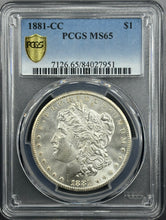 Load image into Gallery viewer, 1881-CC $1 Morgan Dollar PCGS MS65 -- Incredible Bright White Lustrous Gem
