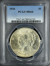 Load image into Gallery viewer, 1926-P $1 Peace Dollar PCGS MS64 -- Lustrous White Bright Coin
