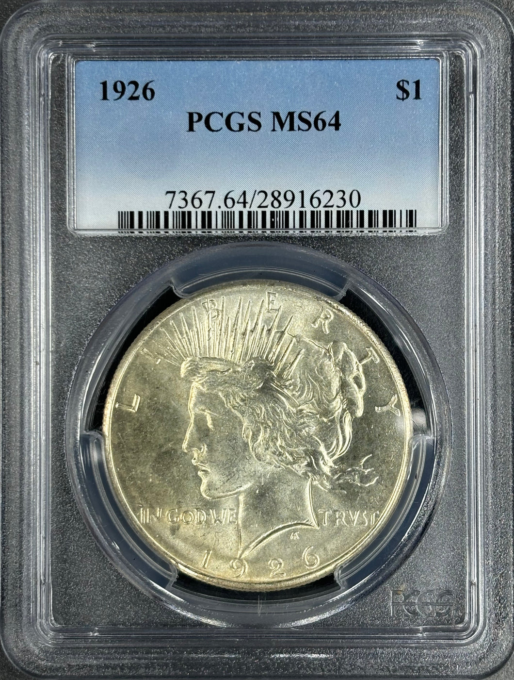 1926-P $1 Peace Dollar PCGS MS64 -- Lustrous White Bright Coin