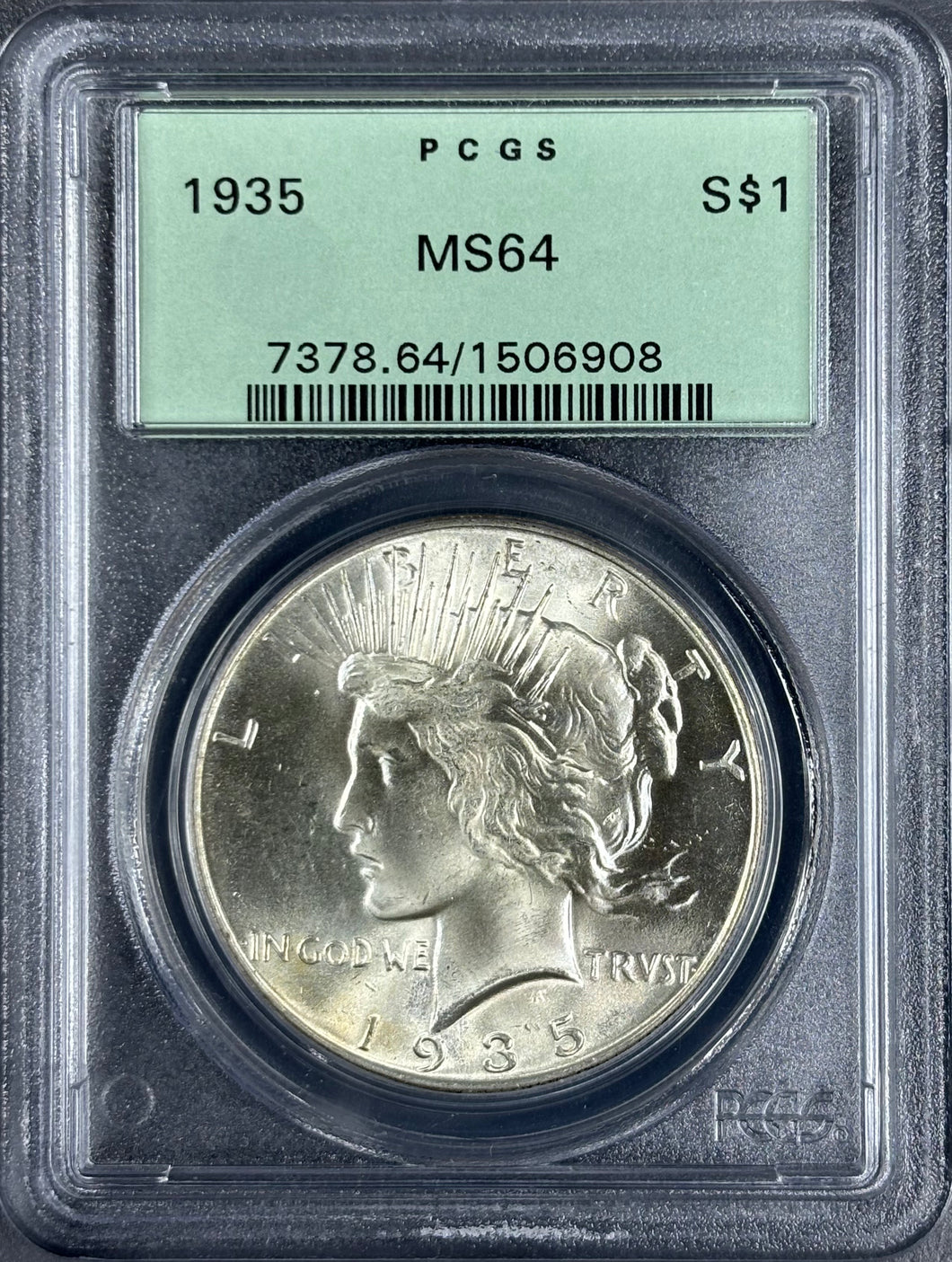 1935-P $1 Morgan Dollar PCGS MS64 -- Spectacular Bright White & Lustrous OGH