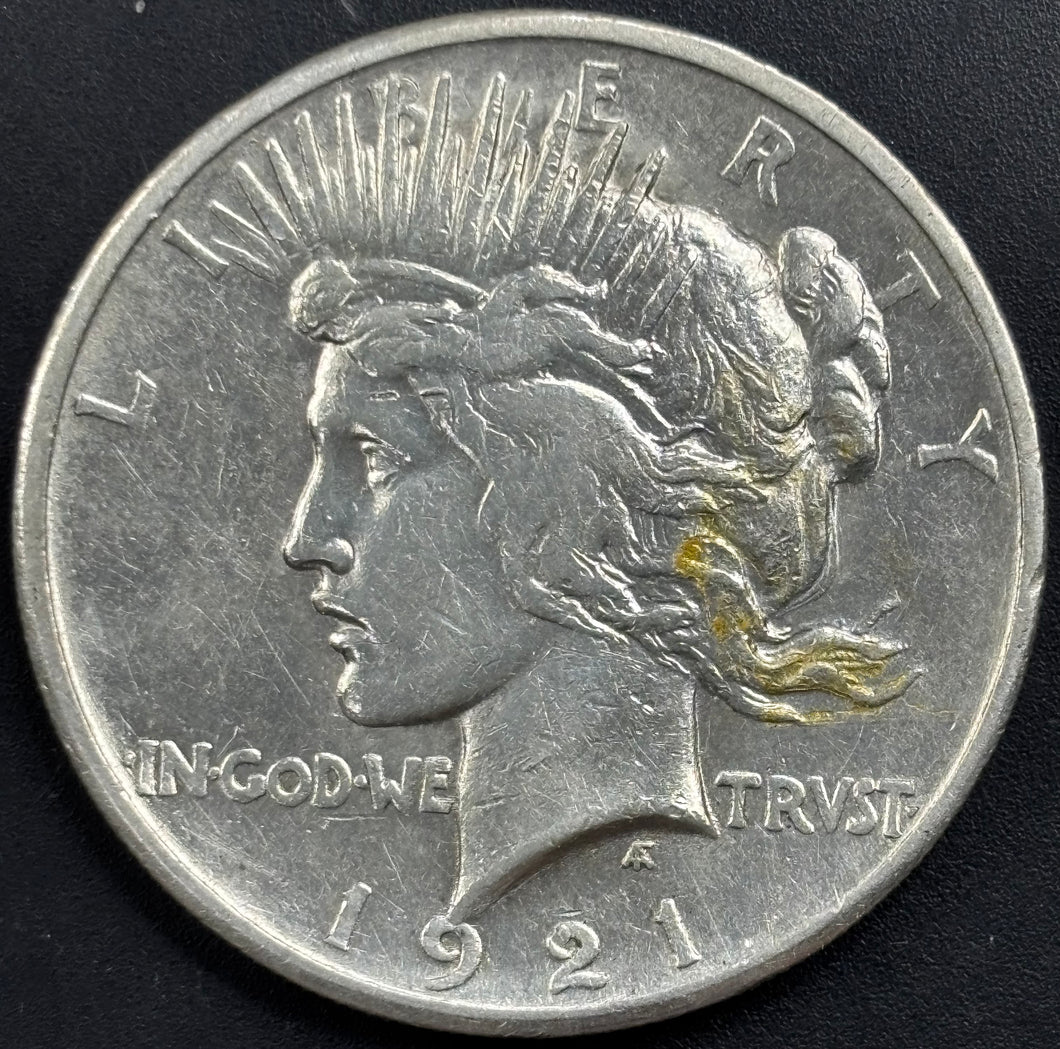 1921-P $1 Peace Dollar High Relief Key Date - Raw AU - See Pictures