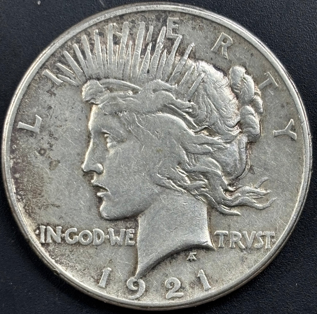 1921-P $1 Peace Dollar High Relief Key Date - Raw VF - See Pictures