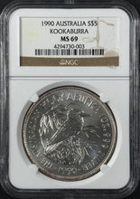 Load image into Gallery viewer, Australia 1990 $5 Kookaburra 1oz Silver - NGC MS69
