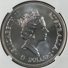 Load image into Gallery viewer, Australia 1990 $5 Kookaburra 1oz Silver - NGC MS69
