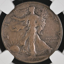 Load image into Gallery viewer, 1921-D 50C Walking Liberty NGC VF 25 - Nice Evenly Circulated Chocolate Toning
