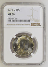 Load image into Gallery viewer, 1971-D 50C Kennedy Half NGC MS68 - Blast White Lustrous High Grade Gem
