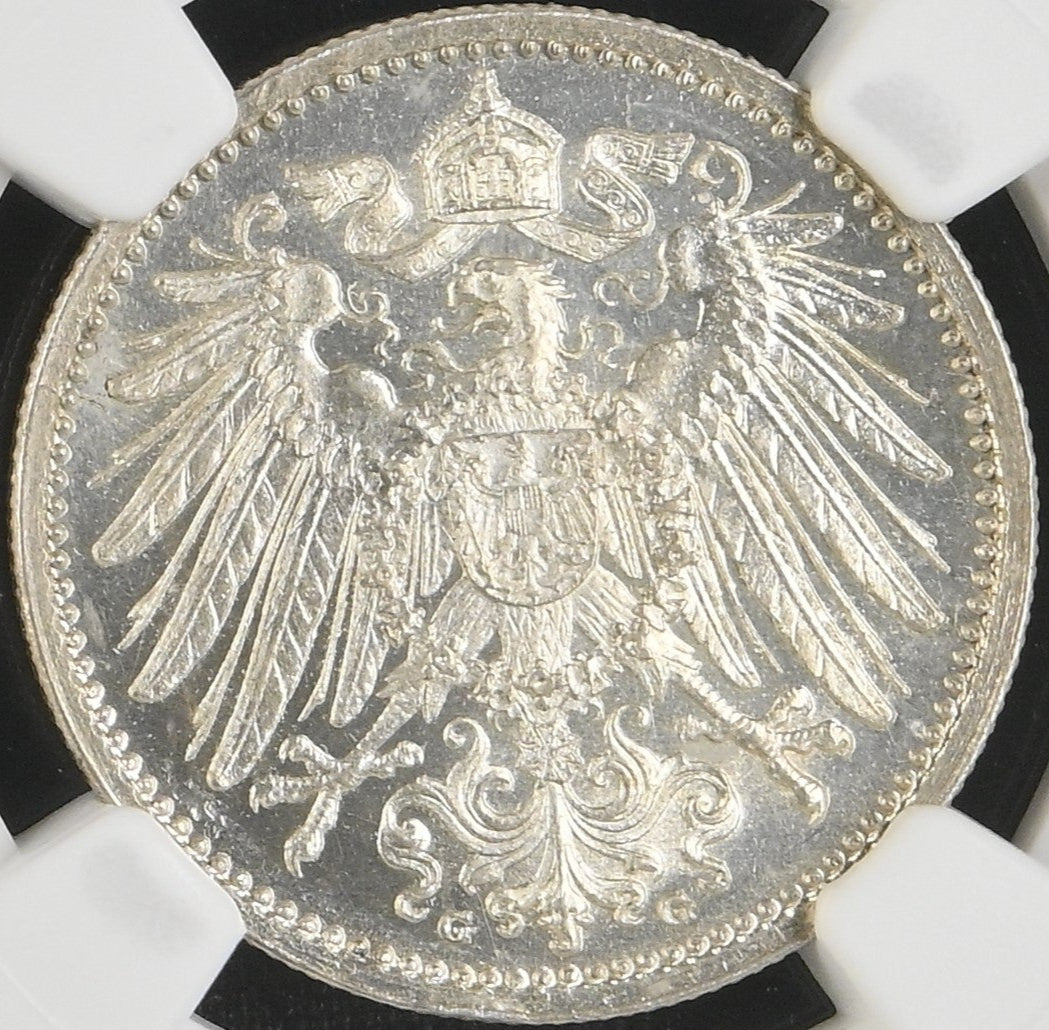 Germany 1904-G 1 Mark NGC MS 66 -- Blast White Gem Flashy Reflective Fields