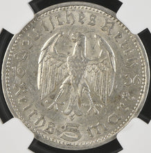 Load image into Gallery viewer, Germany 1936-A 5 Reichsmark No Swastika NGC AU 58 - German Third Reich
