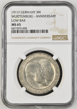 Load image into Gallery viewer, Germany 1911-F 3 Mark Wurttemberg Anniversary NGC MS 65 - Bright Lustrous Gem
