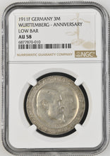 Load image into Gallery viewer, Germany 1911-F 3 Mark Wurttemberg Anniversary NGC AU 58
