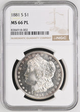 Load image into Gallery viewer, 1881-S $1 Morgan Dollar NGC MS66 PL -- Flashy Mirrors w/ Frosty White Cameo
