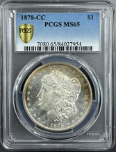 Load image into Gallery viewer, 1878-CC $1 Morgan Silver Dollar PCGS MS65 Flashy &amp; Lustrous Blast White
