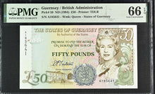 Load image into Gallery viewer, Guernsey 1994 £50 P59 British Administration -- PMG Gem UNC 66 EPQ
