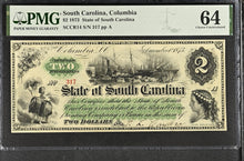 Load image into Gallery viewer, South Carolina Columbia 1873 $2 CR.14 PMG 64 Choice Uncirculated

