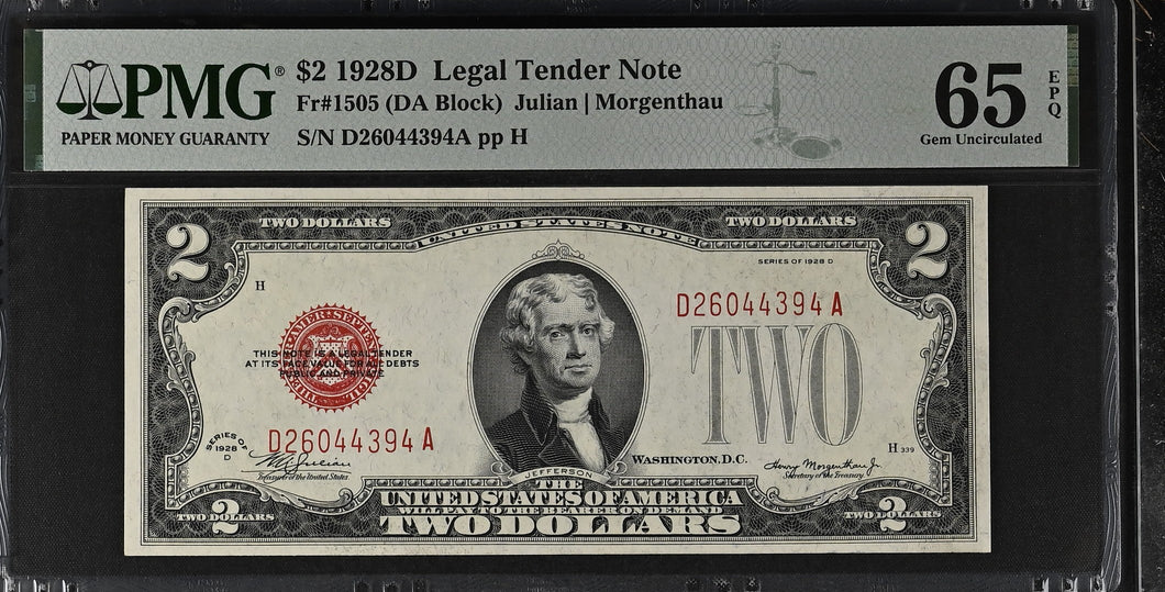 1928D $2 Legal Tender Fr#1505 - PMG 65 EPQ Gem Unc