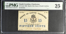 Load image into Gallery viewer, 1863 15¢ Charleston Bank of the State of South Carolina SC45G92e - PMG 25 VF
