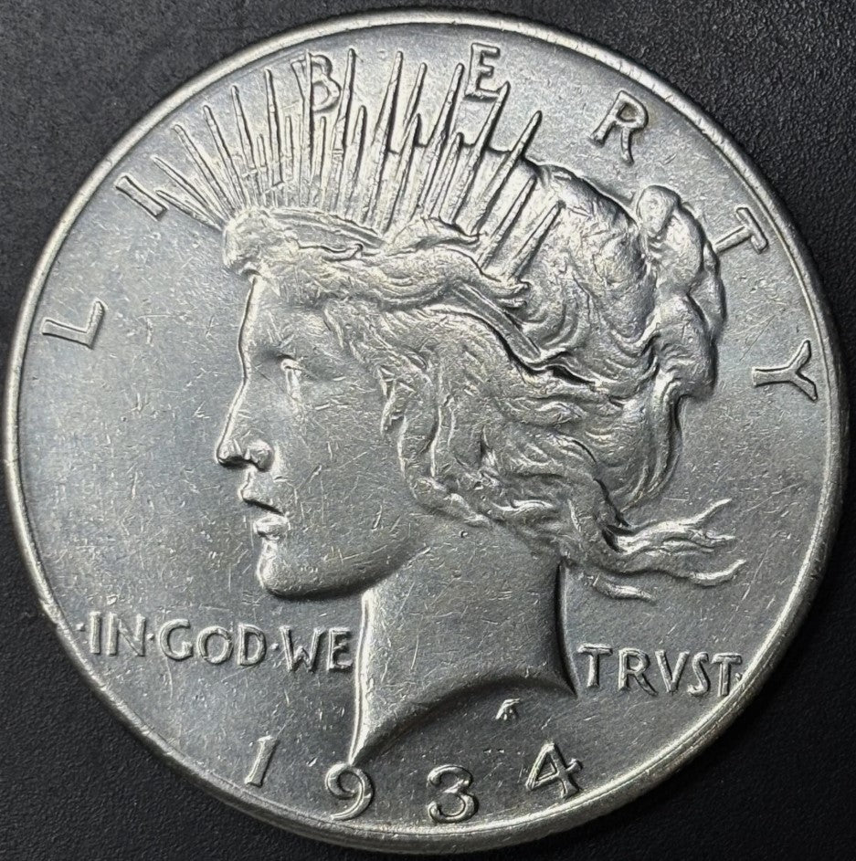 1934-S $1 Peace Dollar Raw - AU - See Pictures