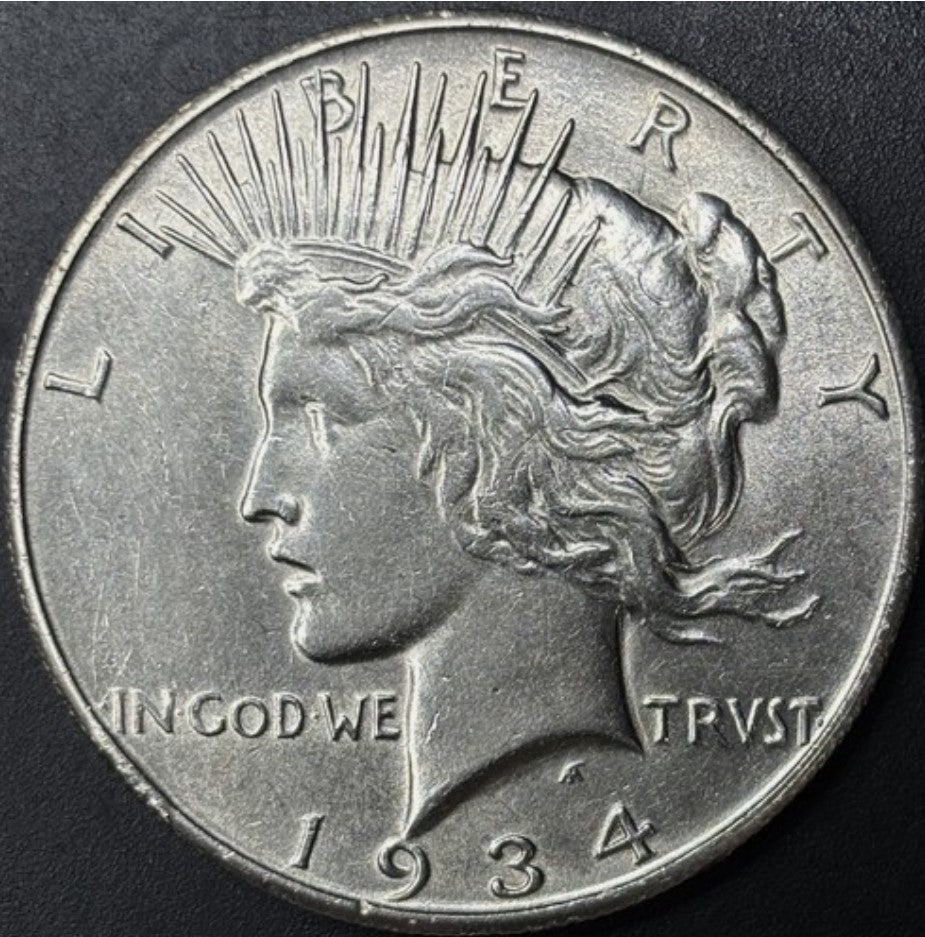 1934-S $1 Peace Dollar Raw - AU - See Pictures