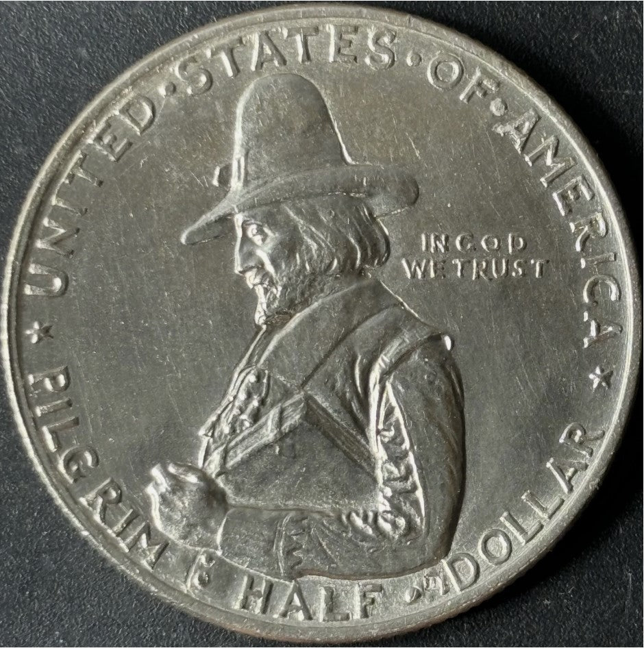 1920 50¢ Pilgrim Commemorative Half Dollar Raw - Uncirculated - See Pictures