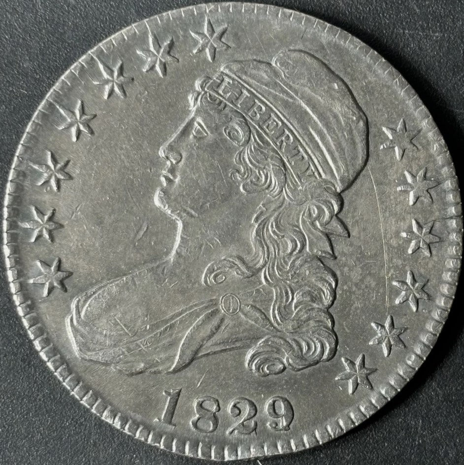 1829/7 50¢ Capped Bust Half Dollar Raw - AU - See Pictures