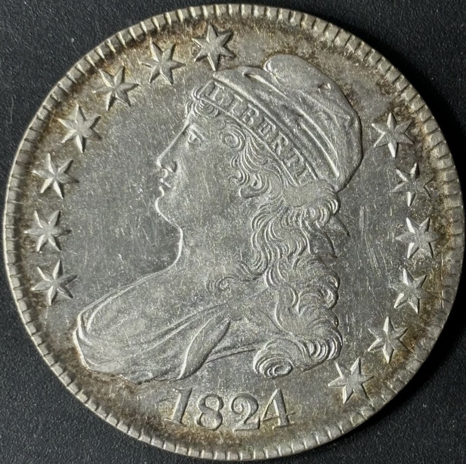1824 50¢ Capped Bust Half Dollar Raw - AU - See Pictures