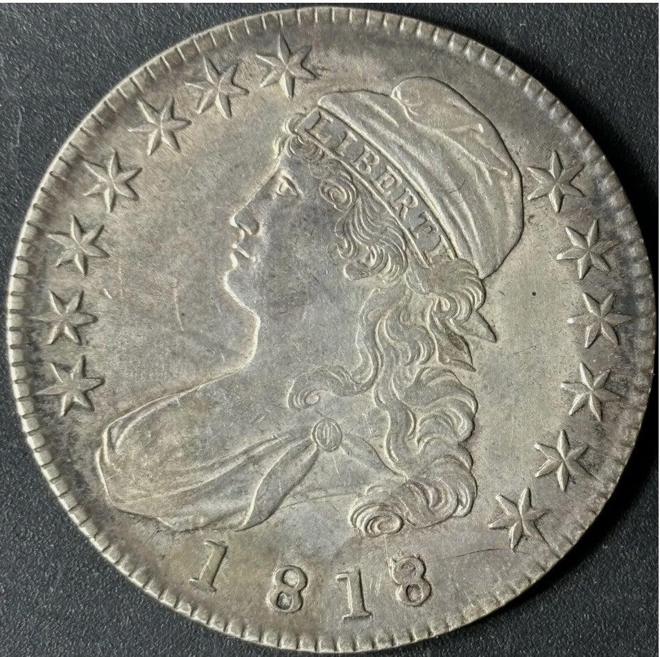 1818/7 50¢ Capped Bust Half Dollar Sm8 Raw - AU - See Pictures