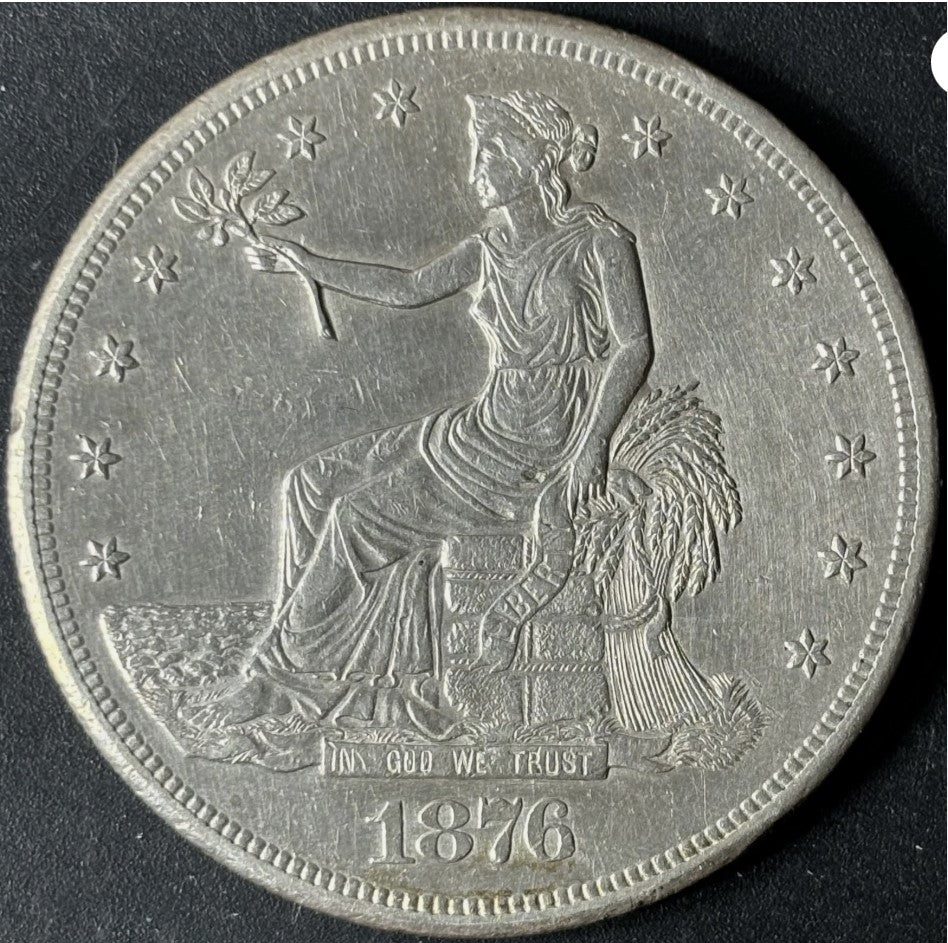 1876-CC $1 Trade Dollar Raw - AU - See Pictures