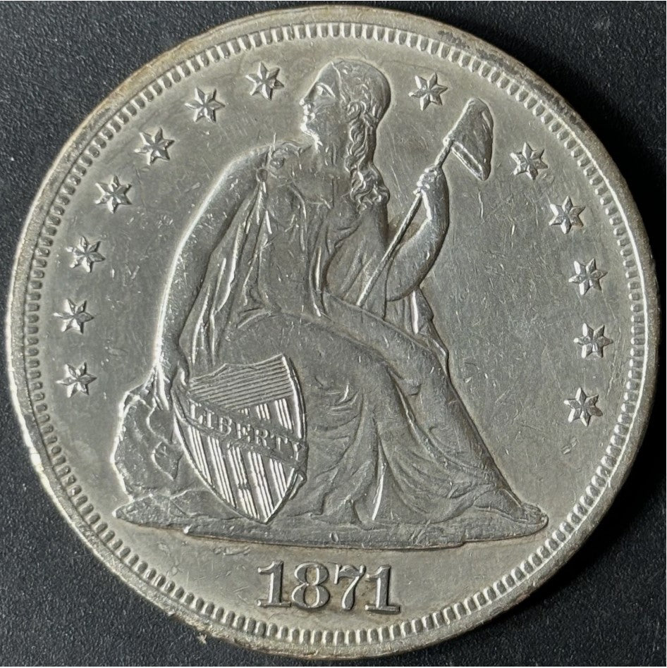 1871 $1 Seated Liberty Dollar Raw - AU - See Pictures