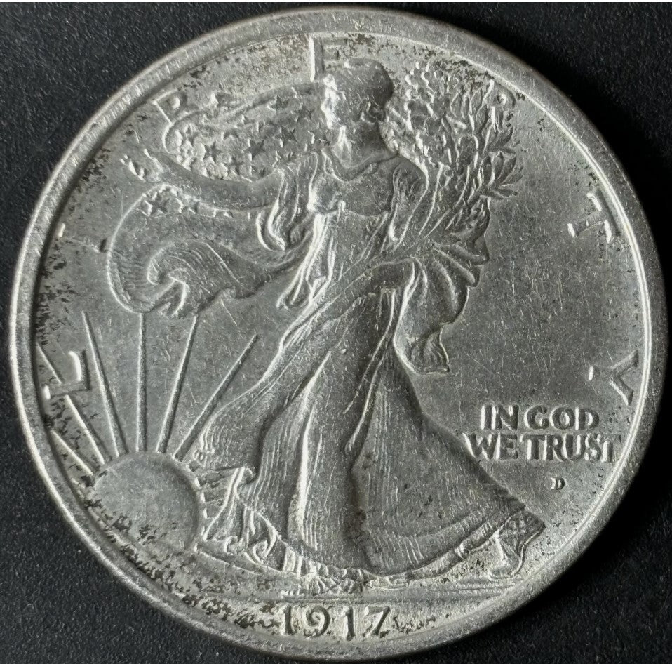 1917-D 50¢ Walking Liberty Half Dollar Raw - UNC - See Pictures