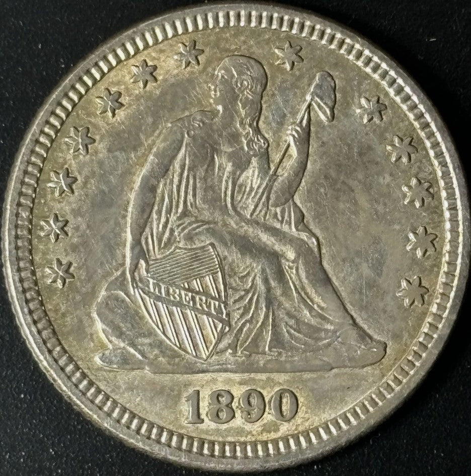 1890 25¢ Seated Liberty Quarter Raw - Uncirculated - See Pictures