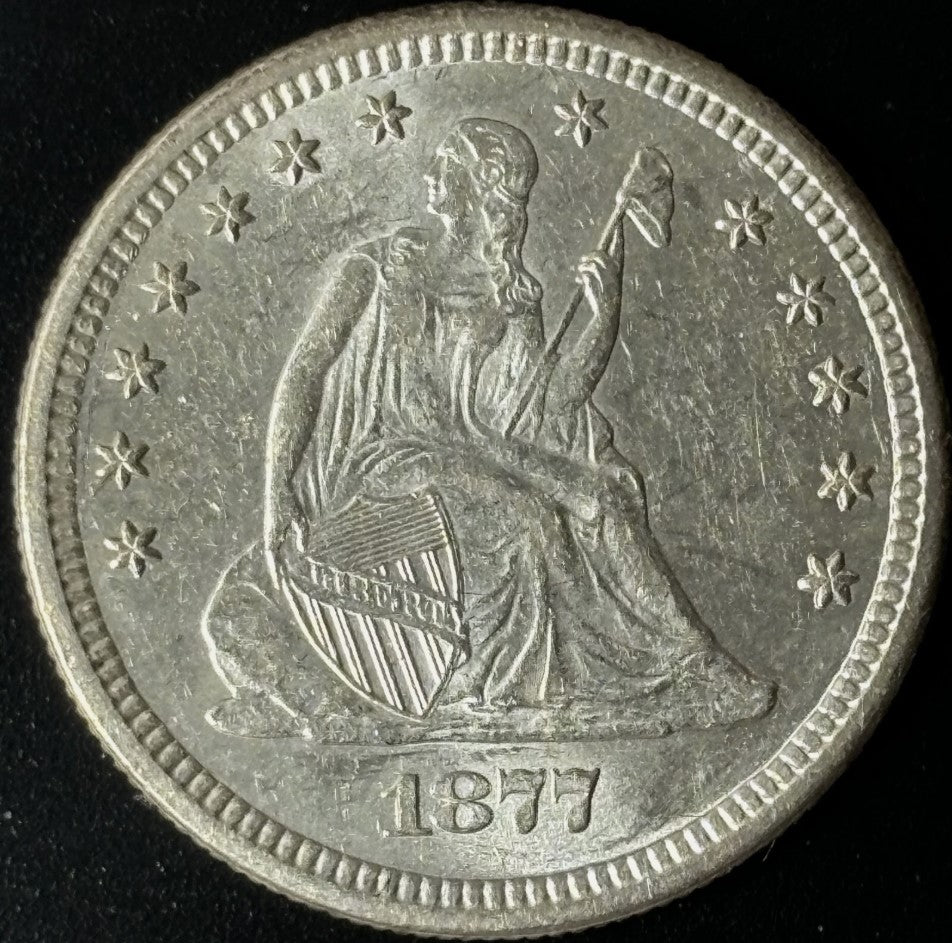 1877-S 25¢ Seated Liberty Quarter Raw - Uncirculated - See Pictures