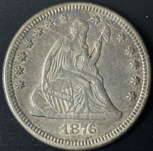 Load image into Gallery viewer, 1876 25¢ Seated Liberty Quarter Raw - AU - See Pictures
